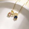 Birthstone Pendant Cute Cartoon Couple Charm Necklace With Cubic Zirconia Family Jewelry Gift For Women Mom Wife - Image 12