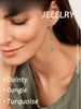 Turquoise Heart Earrings for Women Gold Plated Threader Chain Drop Hypallergenic Dainty Long Dangle Earring Western Jewelry - Image 2
