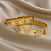 Half-zirconia Flower Bracelet Heart-shaped Five-pointed Star Diamond-encrusted Stainless Steel Women's Cuff Bangle - Image 6