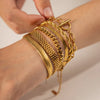Link Chain Stainless Steel Bangle Bracelet for Women Golden Metal Texture Jewelry Beach Gift Man - Image 1