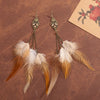 Bohemian Exaggerated Long Natural Feather Earrings for Women Vintage Rhinestone Water Drop Dangle Earring Party Wedding Jewelry - Image 7