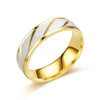 Stainless Steel Gold Color Wave Pattern Couple Ring Titanium Steel Wedding Engagement Ring Promise Ring Jewelry Gift - Image 7