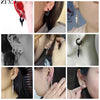 Zemo 1 PC Punk Stainless Steel Clip-on Earrings Long Tassel Pendant Earring Taper Cross Feather No-Pierced Fake Piercing 12/14MM - Image 6