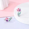 Colorful Cubic Zirconia Huggie Hoop Earrings in Flower Butterfly and Clover Designs - Image 89