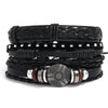 5pcs Punk rock black leather braid bracelet for men women - Image 8