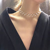 Pearl Beaded Choker Necklace with a Short Chain - Image 1