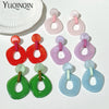 Colourful Big Round Drop Earrings For Women Statement Long Resin Geometric Earrings Korean Simple Jewelry - Image 2