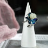 Hetian jade Enamel Porcelain Lotus Canopy Open Ring Chinese Retro Style Design Silver jewelry - Image 3