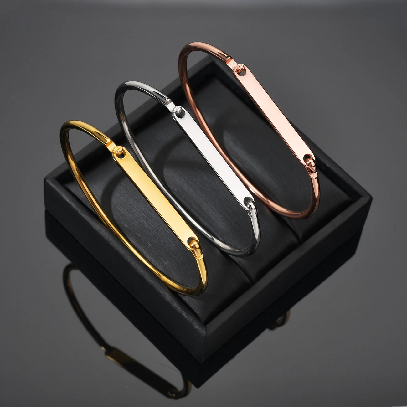 Stainless Steel Bangles Bracelets Hand Chain for Women Blank Bar Couple Cuff Bangle Birthday Christmas Jewelry Gifts - Image 1