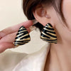 Vintage Triangular Stud Earrings for Women Girls Striped Zebra Drip Oil Earring Party Gifts Jewelry Accessories - Image 2