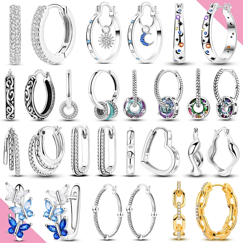 Small Hoop Earrings with Butterfly and Heart Motifs - Image 1