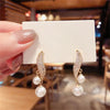 Classic Elegant Imitation Double Pearl Dangle Earrings For Women Crystal Long Tassel Drop Earring Wedding Jewelry Gifts - Image 4