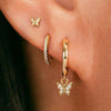 3PCS Elegant Butterfly CZ Charms Dangle Earrings Set for Women Stainless Steel Cubic Zirconia Huggie Cartilage Piercing Jewelry - Image 1