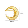 women gold plated moon brooch, vintage suit coat accessories pins jewelry - Image 2