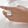 Silver Rings For Women Simple Minimalist Retro Square Smooth Open Finger Ring Band Female Gift - Image 4