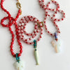 Glass Bead Necklace with Pumpkin Beads and Tree or Fish Pendants - Image 2