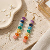 Colorful Acrylic Beaded Drop Earrings Gold Plated Stainless Steel Bohemian Dangle Earrings for Women - Image 3
