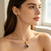 Simple 304 Stainless Steel Round Inlaid Crystal Color Birthstone Lucky Stone Pendant Necklace Earrings Set For Woman - Image 6