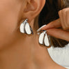 Stainless Steel Chunky Hoop Earrings for Women Girls Gold Color Double Ring Thick Geometric Drop Earrings Statement Jewelry Gift - Image 3