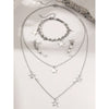 Stainless Steel Simple Star Pendant Necklace Bracelet Faux Pearl Long Earrings Jewelry Set For Women Daily Wear - Image 3