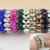 crystal Women charm bracelet colorful Geometric rhinestone elastic thread red white Elliptical glass bracelet - Image 1