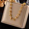 Stainless Steel Gold Color Knot Link Chain Necklace for Women Hip Hop Punk Choker Neck Chains Jewelry Gift - Image 1