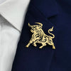 Gold Plated 316L Stainless Steel Charging Bull Silhouette Lapel Pin, Zodiac Brooch, Suit Casual Accessory - Image 1