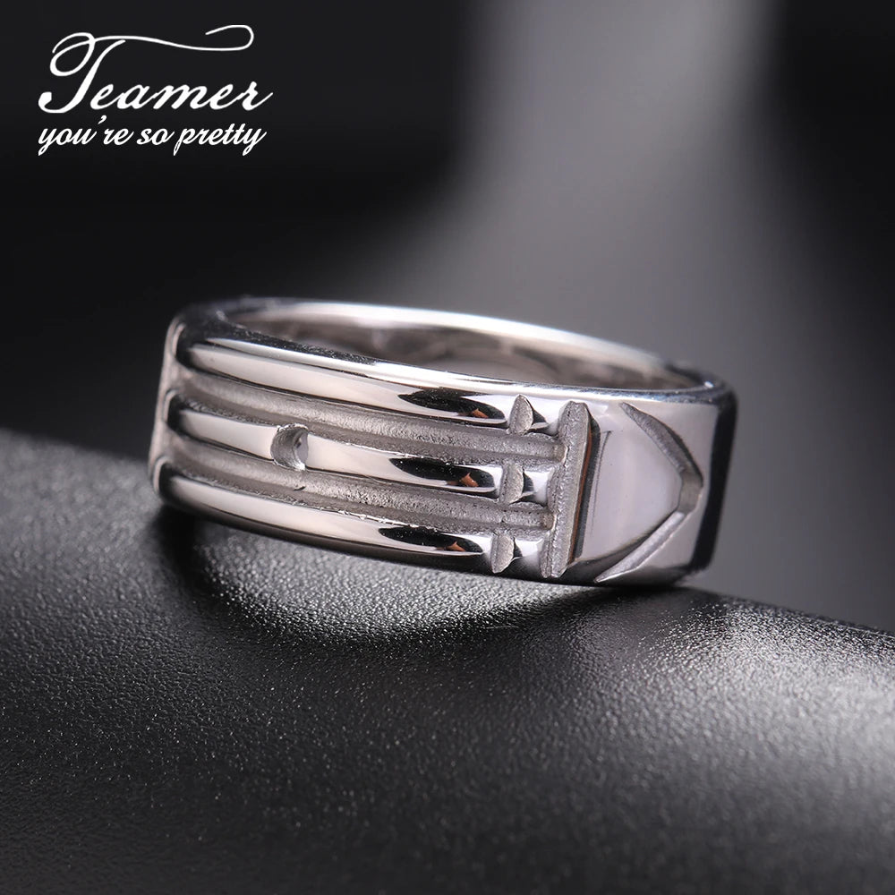 Amulet Atlantis Ring Stainless Steel Wide Minimalist Rings for Men Women Couple Wedding Anniversary Jewelry Gift - Image 1