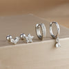 Four-Piece Stainless Steel Hoop Earring Set with Star and Leaf Motifs - Image 6