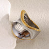 316L Stainless Steel Two Tone Twisted Wide Ring Party Jewelry Women's Unique Cool Ring Gift - Image 5
