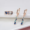 585 Rose Golden Earrings For Women Blue Zircon Leaf Long Dangle Earrings Wedding Jewelry - Image 5
