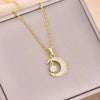 1 Pcs Star and Moon with Zirconia Copper Pendant Necklace Girls Style Gift Jewelry - Image 3