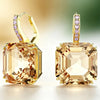 Rectangle Olive Green Zircon Hoop Chain Necklace Earrings Bracelet Ring Women Jewelry Set - Image 5