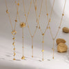 Women's Delicate Y-Shaped Necklace with Cubic Zirconia Gold Plated Stainless Steel Star And Moon Pendant Jewelry - Image 3