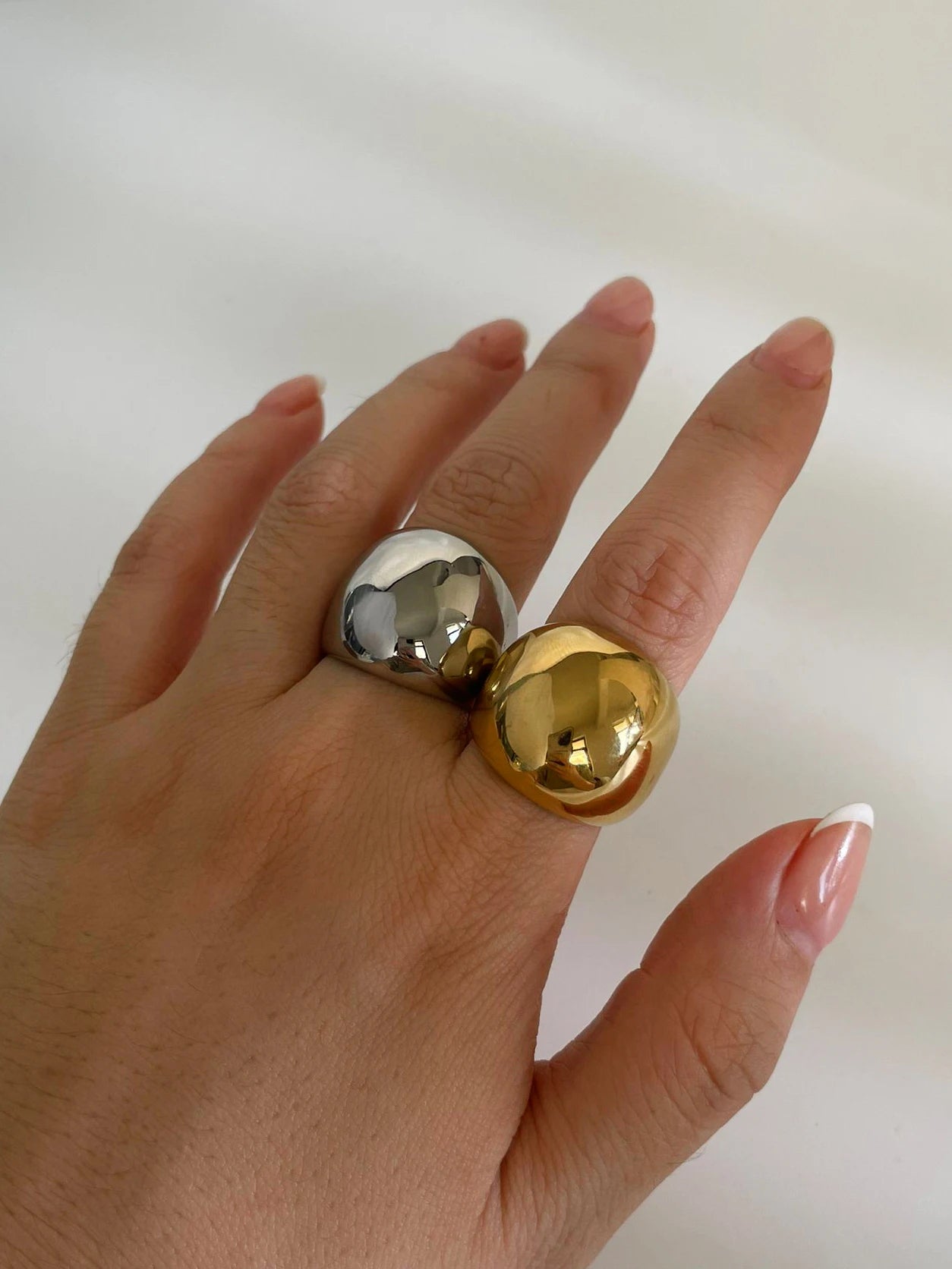 Pvd Gold Plated Chunky Dome Wide Rings for Women Men Punk Stainless Steel Free Stackable Statement Jewelry - Image 1
