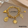 Stainless Steel Golden Chunky Chain Bracelets for Women Men Sun Totem Snake Conch Heart Charms Bracelet Jewelry Gifts - Image 6
