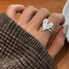 Silver Open Finger Ring Punk Heart Irregular Geometric Stackable For Women Girl Jewelry Gift - Image 8