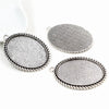 5pcs 30x40mm Inner Size Antique Silver Plated Bronze And Black Simple Style Cabochon Base Setting Pendant - Image 4