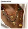Vintage Stainless Steel Charms Necklaces for Women Boho Pink Blue Rope Chains Bracelets Jewelry Sets - Image 16