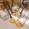 Irregular Geometric Pendant Necklace with Wax Cord - Image 5