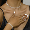 Wave Style Jewelry Sets for Women Claw Chain Zircon Choker Necklace Earrings Bracelet Bridal Wedding Party Jewelry Sets - Image 2