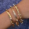 Classic Minimalist Gold Color Plated Inlay Zircon Hammer Patterned Circular Bracelets Stainless Steel Jewelry Party - Image 1