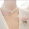 Women Elegant Pearl Double Layers Necklace Earrings Vintage Classic Chains For Lady Party Wedding Retro Jewelry Choker - Image 2