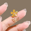 Summer Cubic Zirconia Small Yellow Flower Brooches Gold Plated Crystal Lapel Pin Collar for Women Jewelry Accessories - Image 2