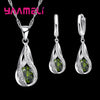 Water Drop CZ Silver Plated Jewelry Set For Women Pendant Necklace Hoop Earrings Wedding Party Ceremoey Anel - Image 6