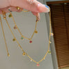 Rainbow Colorful Zircon Necklaces Bracelets Gold Color Multi-layer Rings Jewelry Sets For Women - Image 1