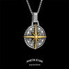North Star Men Necklace,Stainless Steel Compass Pendant,Mens Jewelry, Coin Form Handmade Necklace - Image 1