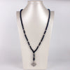 6mm Matte Black Obsidian Necklace with Compass Pendant for Men Handmade Jewelry - Image 1