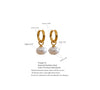 Imitation Pearls Drop Stainless Steel Golden Korean Hoop Earrings Charms Jewelry Gift - Image 41
