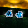 Cute Female Black/Green/Red/White/Blue Small Heart Stud Earrings Vintage Wedding Jewelry For Women - Image 9